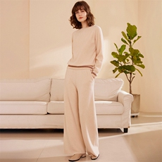 2025春秋新款羊绒衫女100山羊绒圆领撞色针织打底衫时尚百搭上衣，女装羊绒衫，绒歆坊