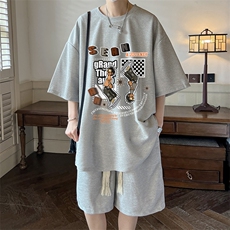 华夫格套装运动短袖t恤套装休闲两件套一套HZ84282-P44，男装T恤，电商A040