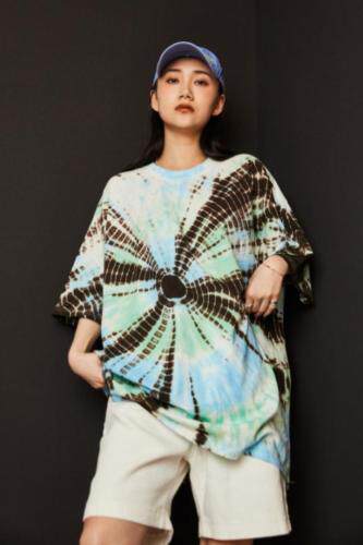 手工扎染宽松版T恤，女装T恤，AIMEEWQ