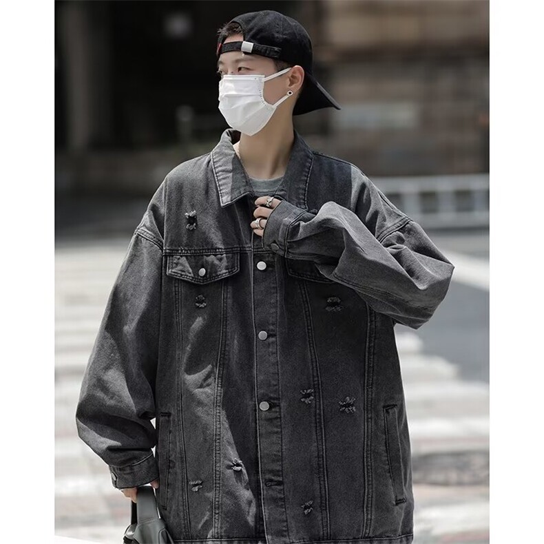 春秋款休闲宽松水洗复古牛仔夹克男装秋季潮牌衣服8570P66,男装夹克,星座410-2