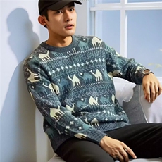 秋冬新款潮牌圆领毛衣外套男休闲宽松百搭潮流ins针织衫线衣，男装针织衫/毛衣，星座1013-1