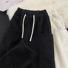 羊羔绒弯刀棉裤加绒加厚卫裤青少年大口袋保暖长裤H65P50，男装棉裤，星座1013-1