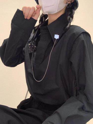 New秋款全面上新 金属牌衬衫下摆抽绳可盐可甜，女装衬衫，Queena PHoebe