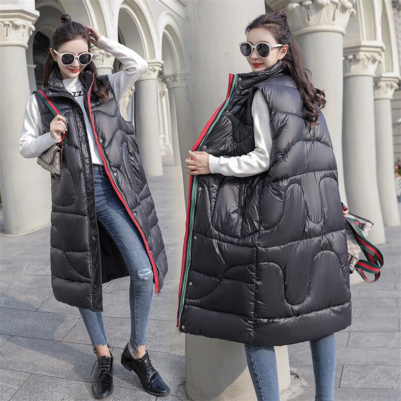 2020年冬季纯色长款简约舒适修身街头时尚马夹，女装马夹，深水步