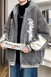 冬上新港风学生加绒时尚棉衣羊羔绒连帽外套男女 989-P110控价158图片