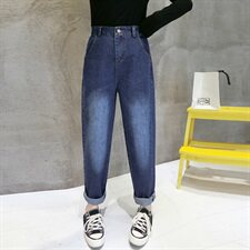 2021春秋款宽松直筒阔腿牛仔裤舒适潮流气质优雅百搭修身显瘦，女装牛仔裤，依如秀(原杭风阁)