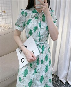 DINO BIENS【现货】 夏季新款 定制复古花连衣裙,女装连衣裙,迪诺比亚