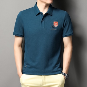 2023夏季新款短袖t恤男士商务休闲polo衫纯棉有领体恤修身上衣服T图片