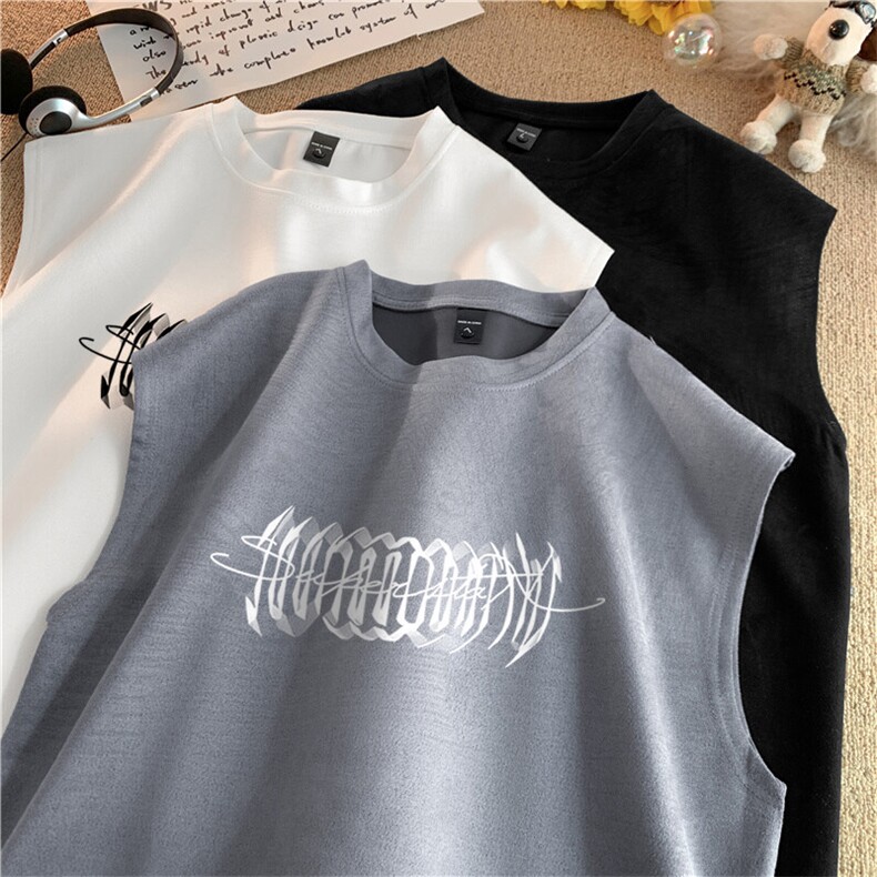 可设48小时发货支持抖音得物来样二开240克重磅美式麂皮绒背心t恤，男装背心/马甲，电商A486-1