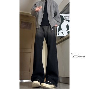 美式复古渐变微喇牛仔裤男水洗潮牌高街阔腿裤A166-N551-P50控78图片