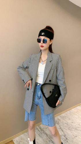 【现货】时尚长袖格子西服修身职业小西装外套，女装西装，名怡