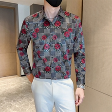 秋冬社会小伙店主风男士长袖印花长袖衬衫301A-1/CS602/P55，男装衬衫，星座301A-1