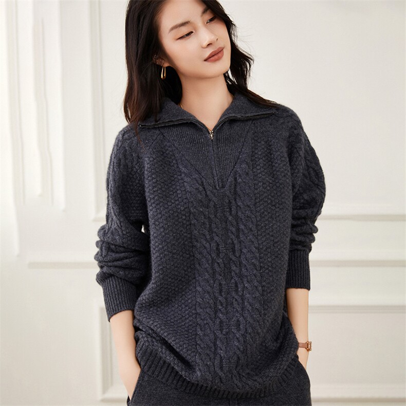 秋冬显瘦毛衣女宽松休闲打底针织35%山羊绒衫,女装羊绒衫,杭跃羊绒