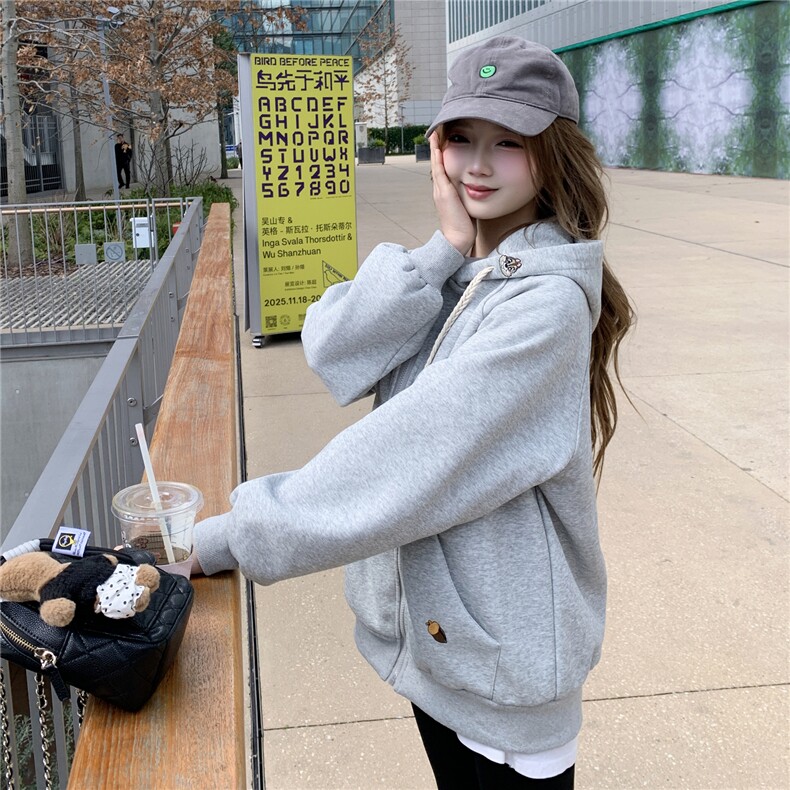 现货2026春秋季连帽外套女针织撞色可爱风学生休闲百搭外,女装卫衣/绒衫,网红馆