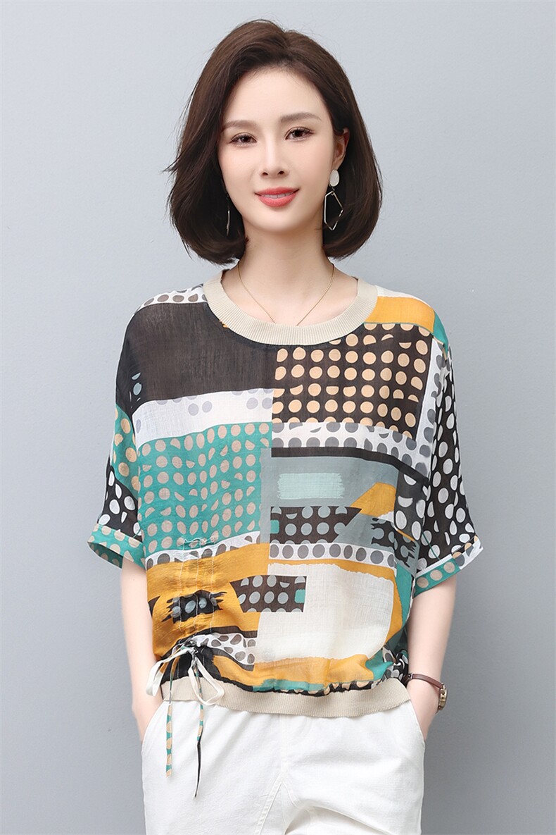 短袖t恤女大码宽松显瘦印花上衣2023年夏装新款时尚女装,女装T恤,涵誉