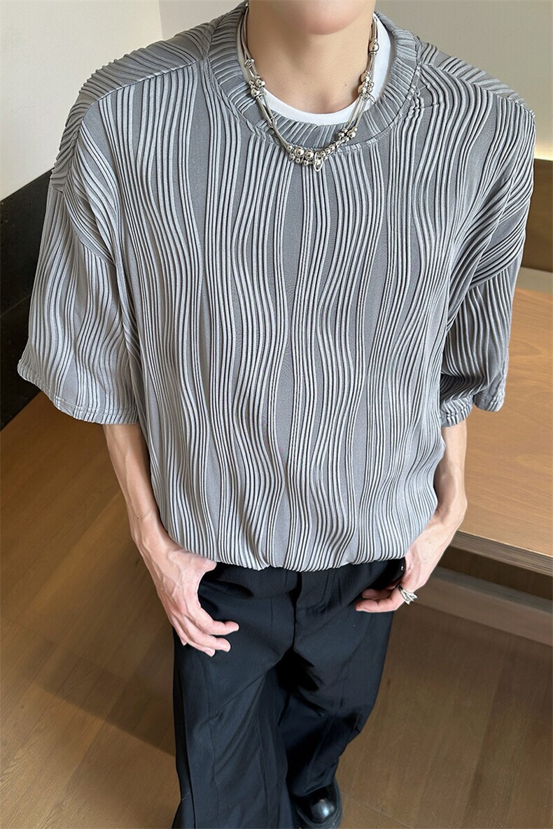 8XL-M特大码夏季短袖冰丝皱感透气T恤男潮垂感宽松半袖DX305P45,男装T恤,电商D206-1