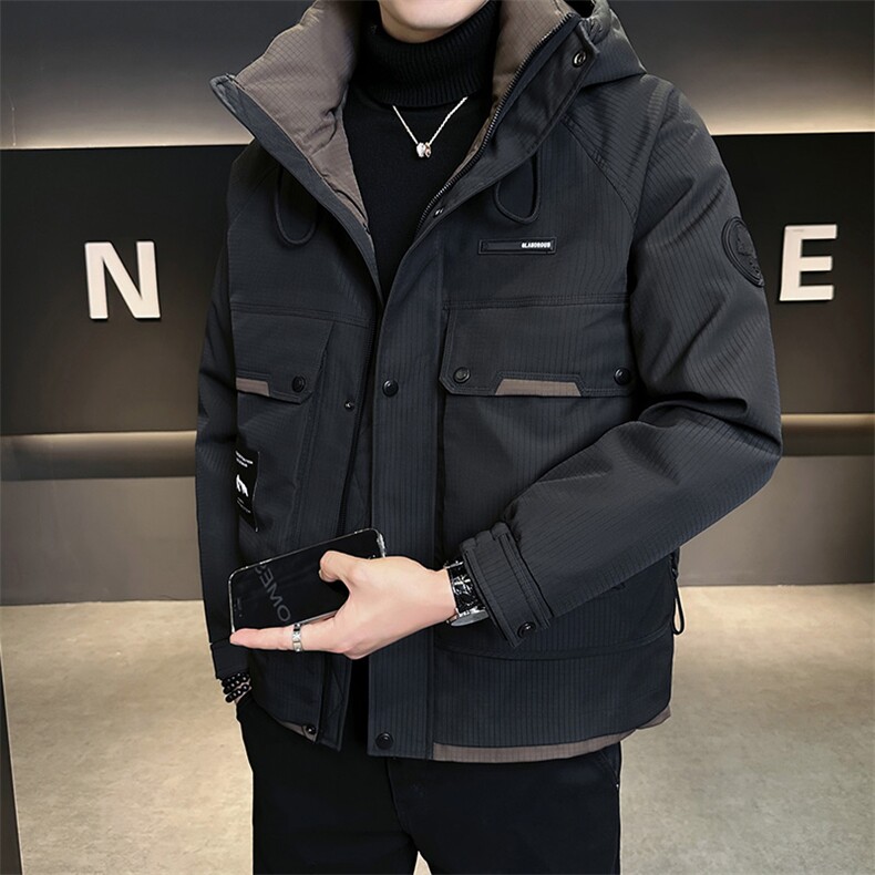 新标90白鸭绒 2025年拼接时尚潮流保暖羽绒服男YR6068-P255图片