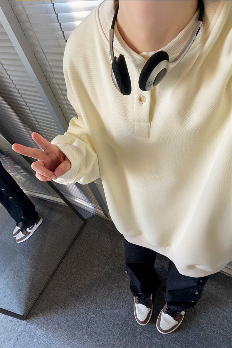 麂皮绒重磅圆领卫衣男春秋季潮流美式复古高级感欧美潮牌套头上衣,男装T恤,电商A007