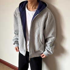 2025秋季新款连帽卫衣男宽松休闲纯色拉链开衫外套灰色帽衫运动潮，女装短外套，星座218-8