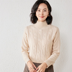 2025年春季羊绒修身型常规套头单件长袖圆领时尚百搭，女装羊绒衫，春贝羊绒