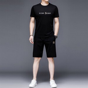2023年夏款潮流休闲时尚男士运动短袖短袖套装P130图片