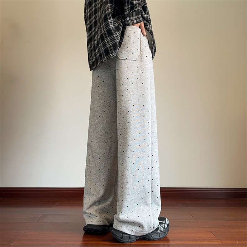 2025冬季新款内景大码美式波点加绒卫裤M-5XHK24960-特P35,男装休闲裤,电商A022