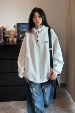 白花灰加绒加厚卫衣男美式潮流百搭情侣上衣外套3635-特P58加绒65，女装短外套，电商B295
