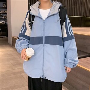春秋韩版潮流男风衣连帽上衣ins港风百搭夹克外套男 W3557-P58图片