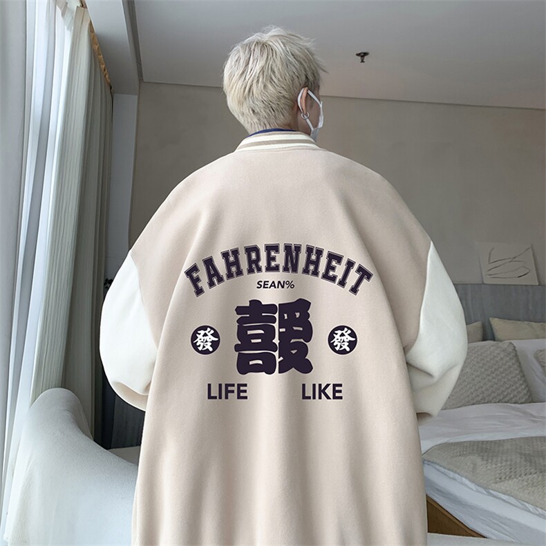 摇粒绒棒球服男大码开衫卫衣男夹克BF86256-P65,男装夹克,电商A040