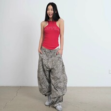 美式弯刀裤宽松阔腿工装裤水洗做旧豹纹休闲裤男女LN15044-P55，男装工装外套，星座1008