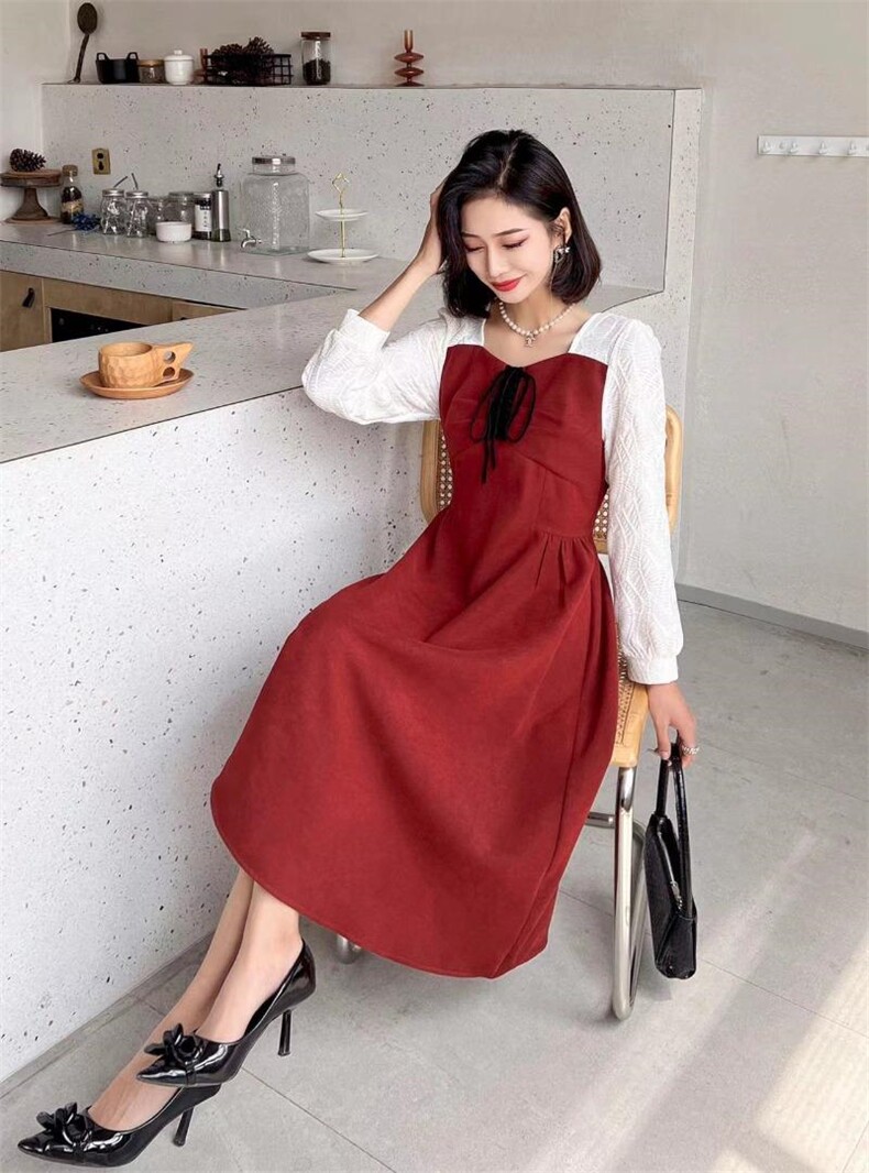 [现货]拼接连衣裙，两色、三个尺码，女装连衣裙，依柏璐(1F)