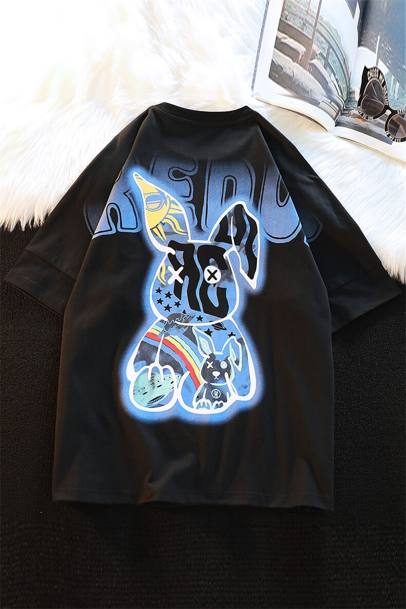 得物抖音40支双纱高品质半袖纯棉时尚印花短袖T恤男女T7182-P45,男装T恤,电商A441-1