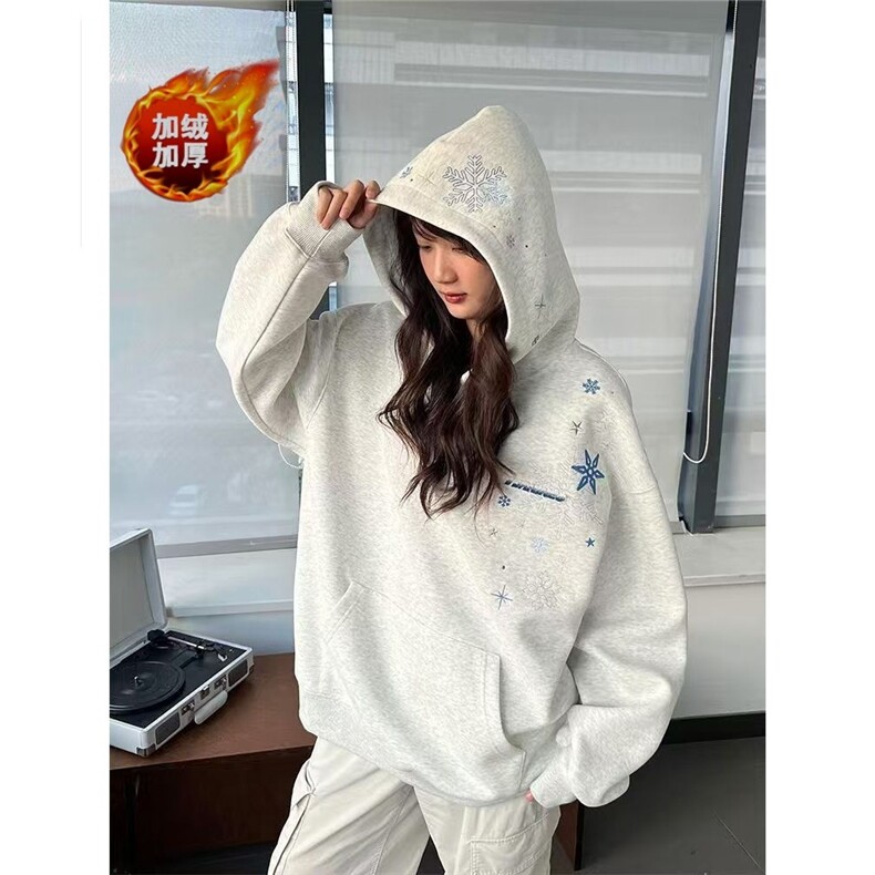 春秋季新款休闲百搭加绒加厚卫衣男士连帽衫美式青少年男装图片