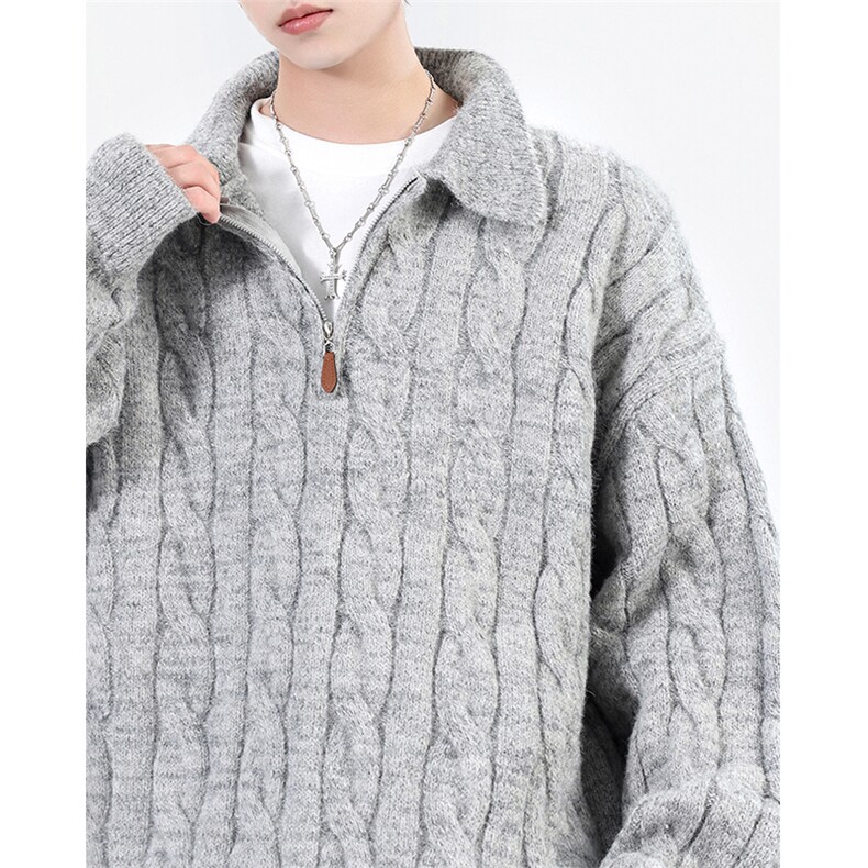 美式vibe半拉链纯色套头针织衫情侣外套潮牌5Q3068-TP60108,男装针织衫/毛衣,电商A102
