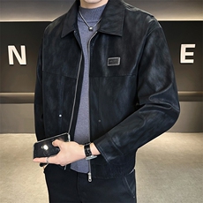 25886-M-4XL-P145店主风秋季机车服男士休闲复古做旧皮衣翻领外套，男装皮衣，电商B255