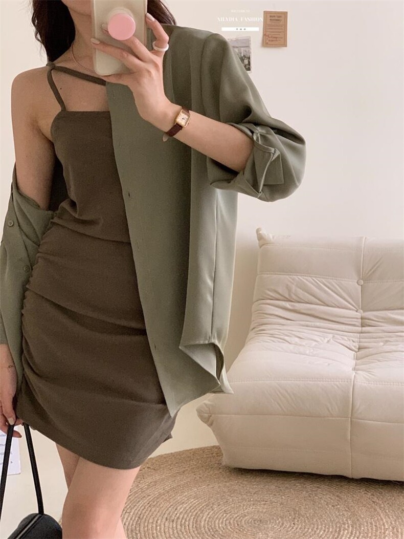 香丽迪网红chic高级感丝滑醋酸外披两件套,女装其它,香丽迪1