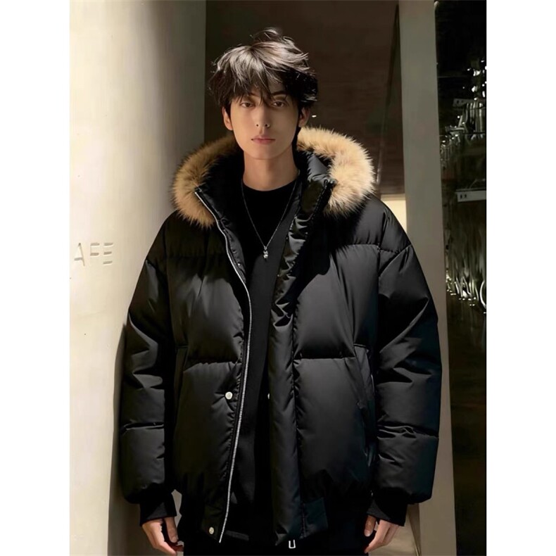 网图秋冬新款休闲百搭连帽毛领PU加厚情侣棉服MY5241TP85,男装棉衣,电商A247