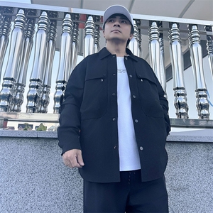 Y005衬衫大码夹克外套秋装休闲文艺中青年开衫多口袋薄款夹克外衣图片