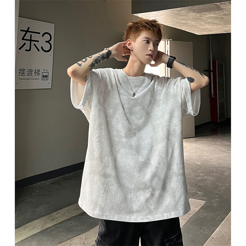 扎染短袖X5547-TP3048男夏季设计感休闲百搭五分袖T恤,男装T恤,电商A102