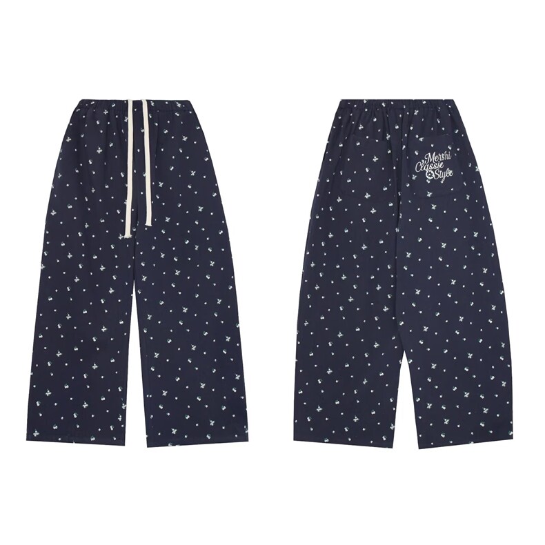 美式白色碎花工装裤女秋2025新款休闲小个子阔腿运动裤K6651-P45，男装工装外套，星座412-1