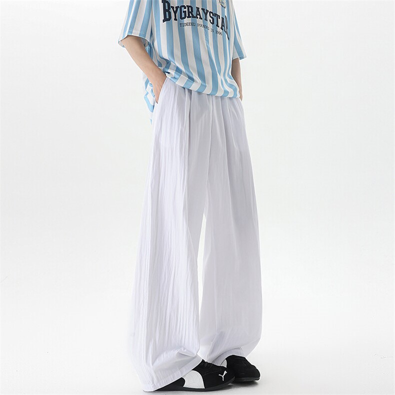 8XL-M多巴胺冰丝垂感慵懒山本裤男夏拖地裤子阔腿休闲裤KZ051P30,男装休闲裤,电商B312