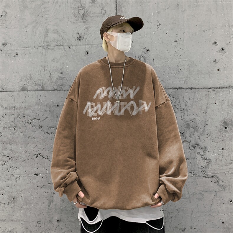 美式潮牌重磅水洗做旧圆领卫衣力推大码男BK5510-P58加绒P66,男装卫衣,星座517A