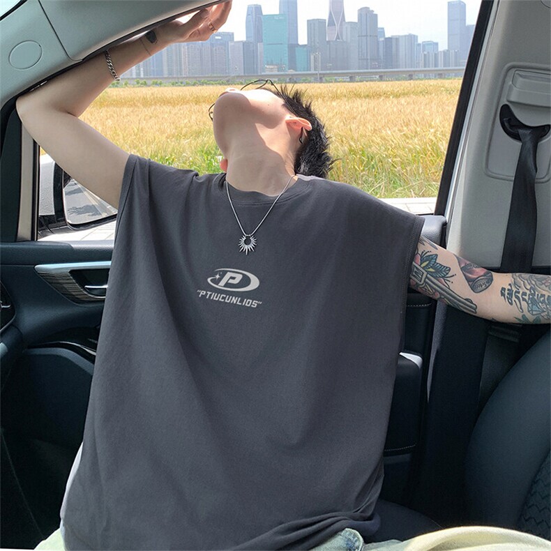 可48小时发货支持抖音得物来样二开240克重磅美式纯棉背心无袖t恤，男装背心/马甲，电商A486