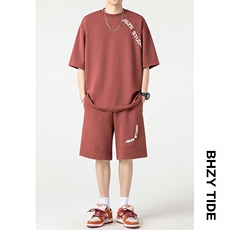 抖音品质2023夏季港风日系宽松大码休闲运动套装XZ80030-P70，男装休闲套装，电商A042