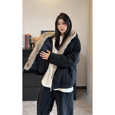 现货冬季鹿皮绒座山雕连帽猫耳朵男女情侣装棉服外套-A2350P99，男装棉衣，电商B241