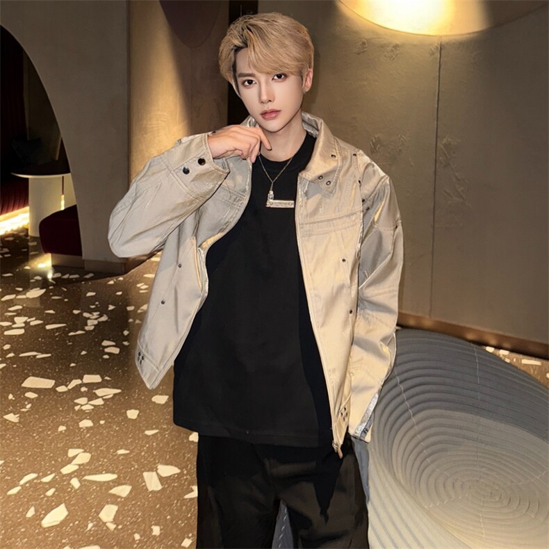 （自家图）稠面亮丝夹克外套男6021-P105,男装夹克,星座910-5