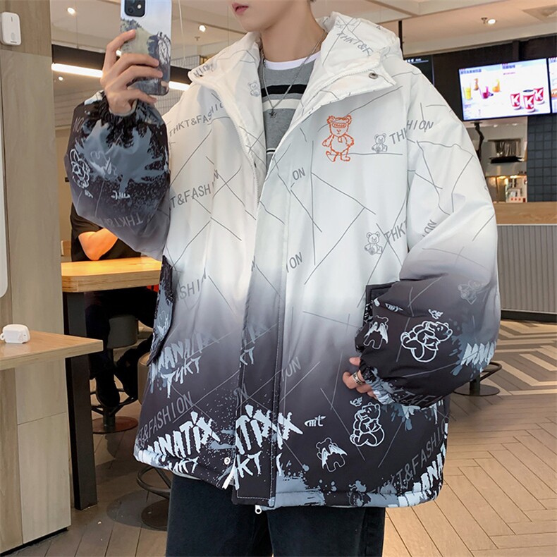 2025冬装港风渐变色棉衣男连帽棉服棉袄面包服外套3315-P90控138,男装棉衣,星座207