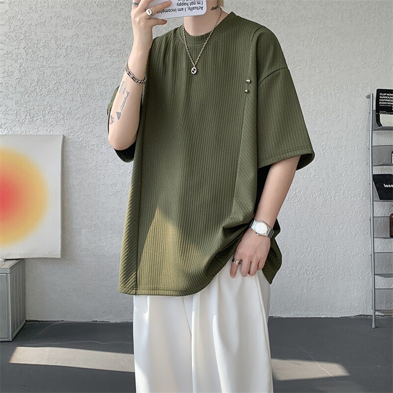 超大码金属标手工设计肌理感短袖T恤8XL-M垂感冰丝半袖DX1220/P38图片