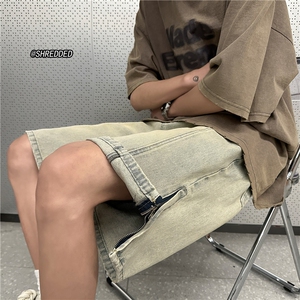 夏季新款泥巴黄牛仔短裤高街百搭休闲五分裤B315-K23219-p45控58图片