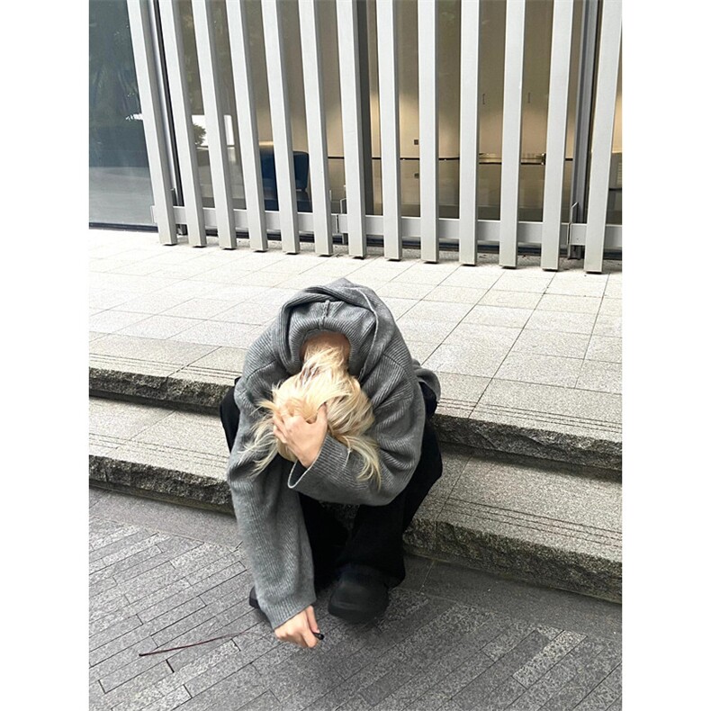 半拉链连帽毛衣男冬季韩版慵懒风针织衫oversize外套潮M2319,男装针织衫/毛衣,星座1116A（原606A-3）